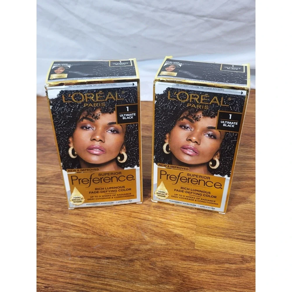 L'Oreal Superior Preference Permanent Hair Color #1 Ultimate Black 2 Pack